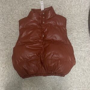 Chic Rust Brown Puffer Vest by Akaiv